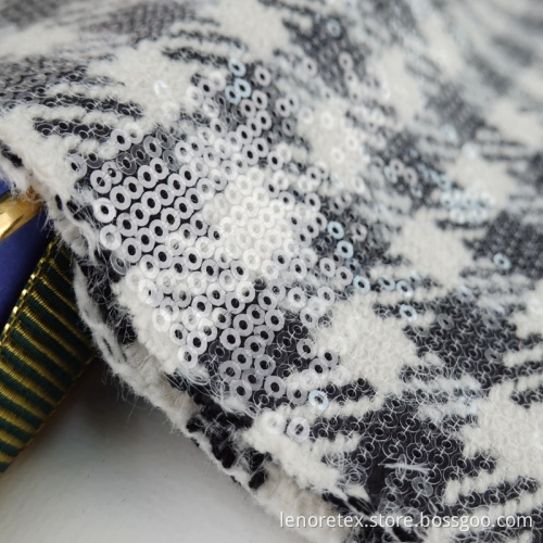 100% poliester tkany haft metaliczny cekin tweed